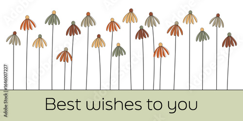 Best wishes to you - Schriftzug in englischer Sprache - Beste Wünsche für dich. Banner mit bunten Herbstblumen.