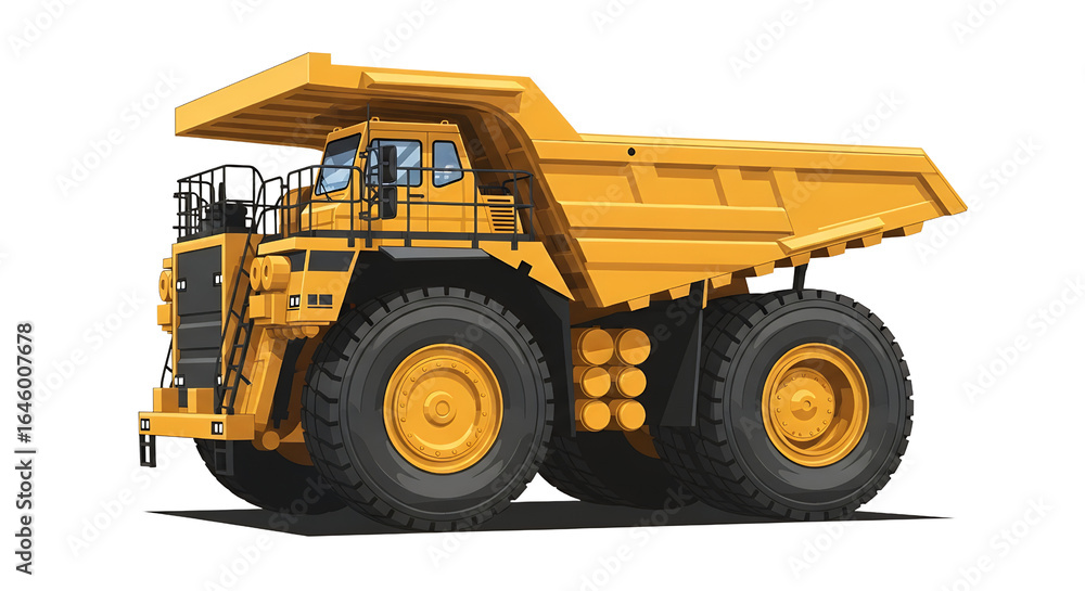 Fototapeta premium Ultra Large Mining Dump Truck Illustration – Heavy Quarry Vehicle on Transparent Background