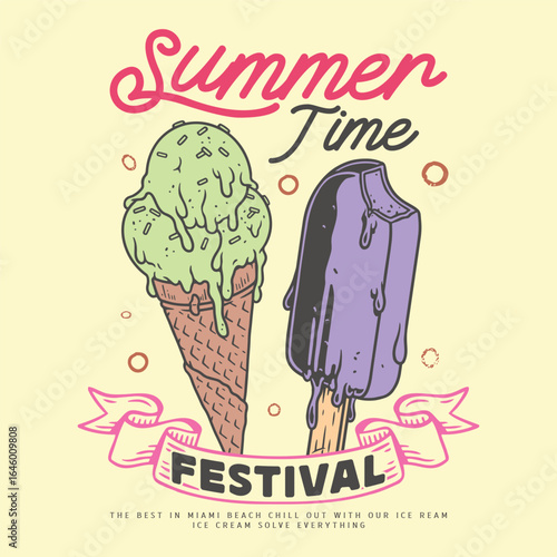 ice cream vector illustration design. funny graphics summer quote and ice cream vector illustration design for fashion graphics, kids girls t shirt prints, Ice cream t shirt design template,