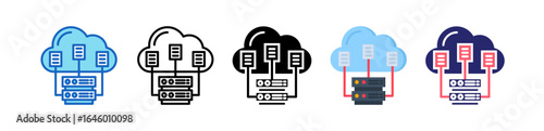 Cloud Data Multiple Style Icon Set Collection. 