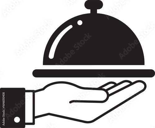 Hand serving food under a cloche or dome