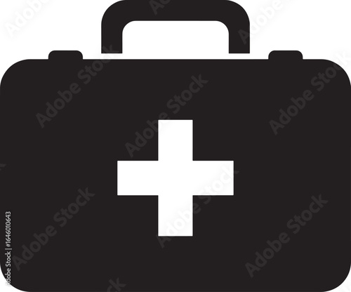 Black first aid kit icon with white cross symbol
