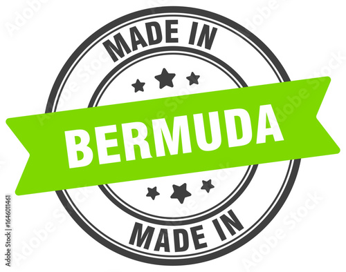 Made in Bermuda round sign. Made in Bermuda stamp.