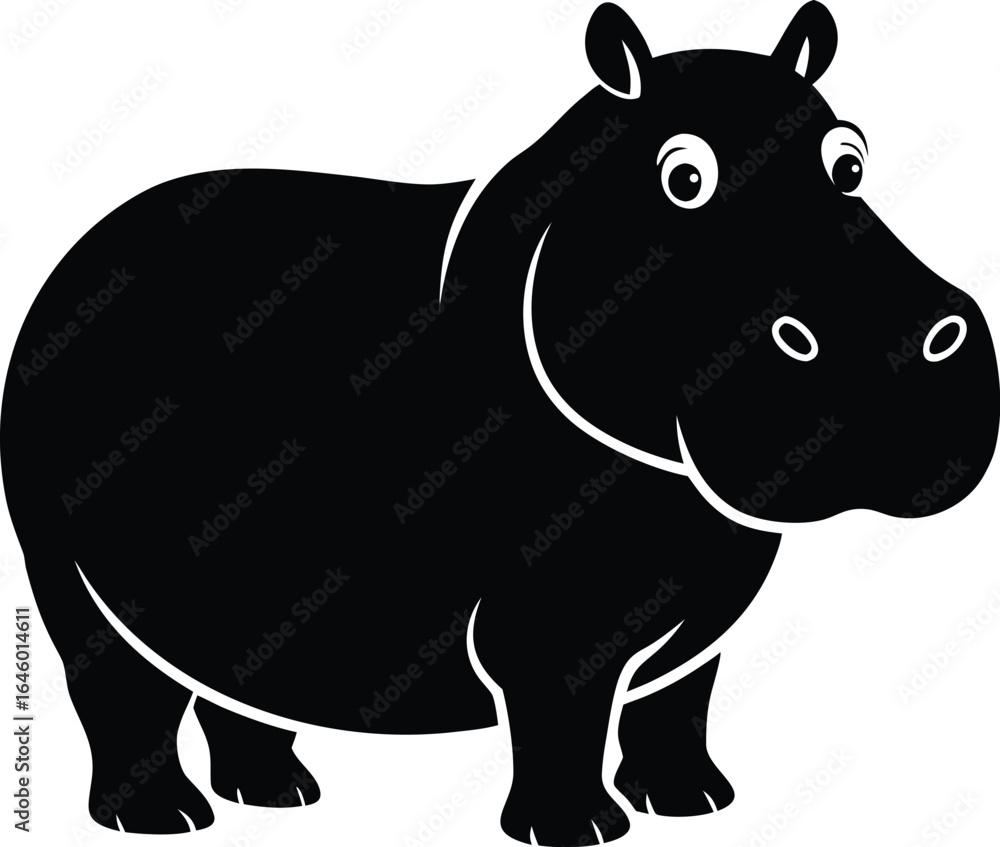 Obraz premium Minimalist hippo silhouette on white background