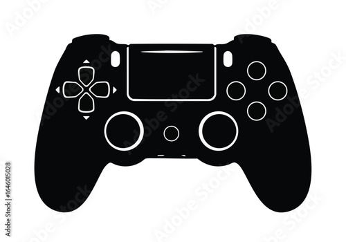 Modern Game Controller Silhouette for Electronic Entertainment and Gaming Graphics Isolated on White Background Stylish Minimalist Console Remote Design