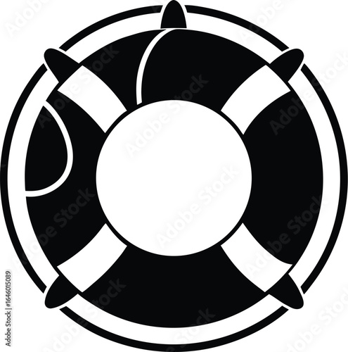 Black lifebuoy silhouette on a clean white background