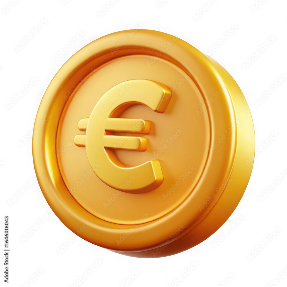 Obraz premium Golden Euro Coin with Euro Symbol Isolated on Black Background currency isolated on a transparent background