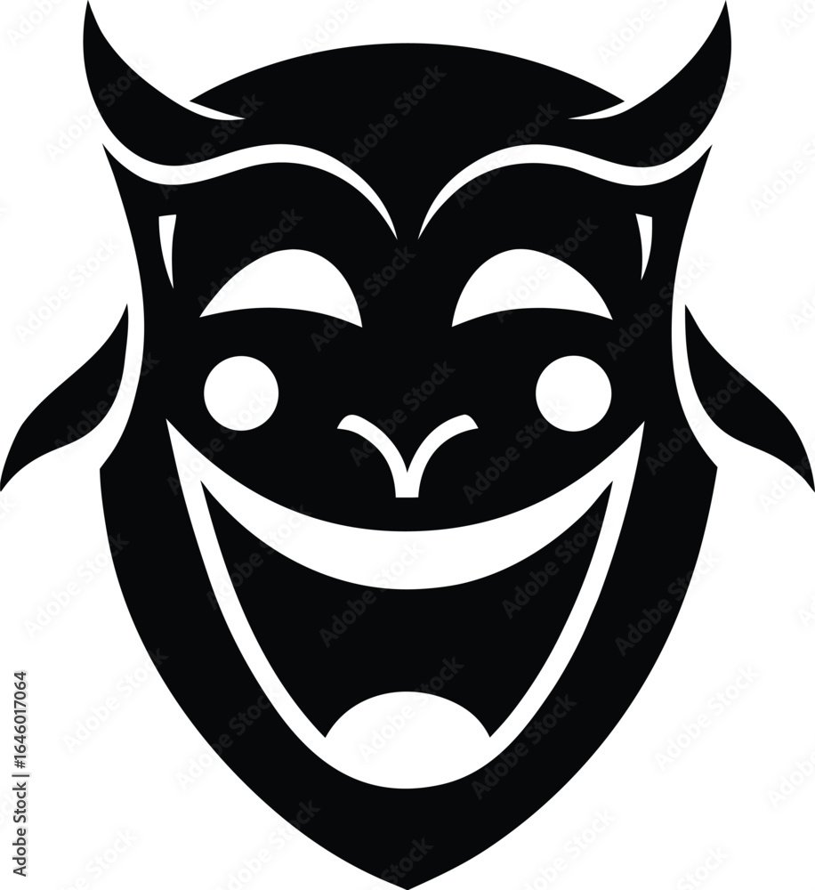 Obraz premium Black comedy theater mask silhouette on white