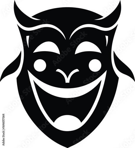 Black comedy theater mask silhouette on white