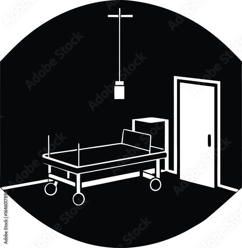 icu room silhouette vector no details minimal cl.eps
