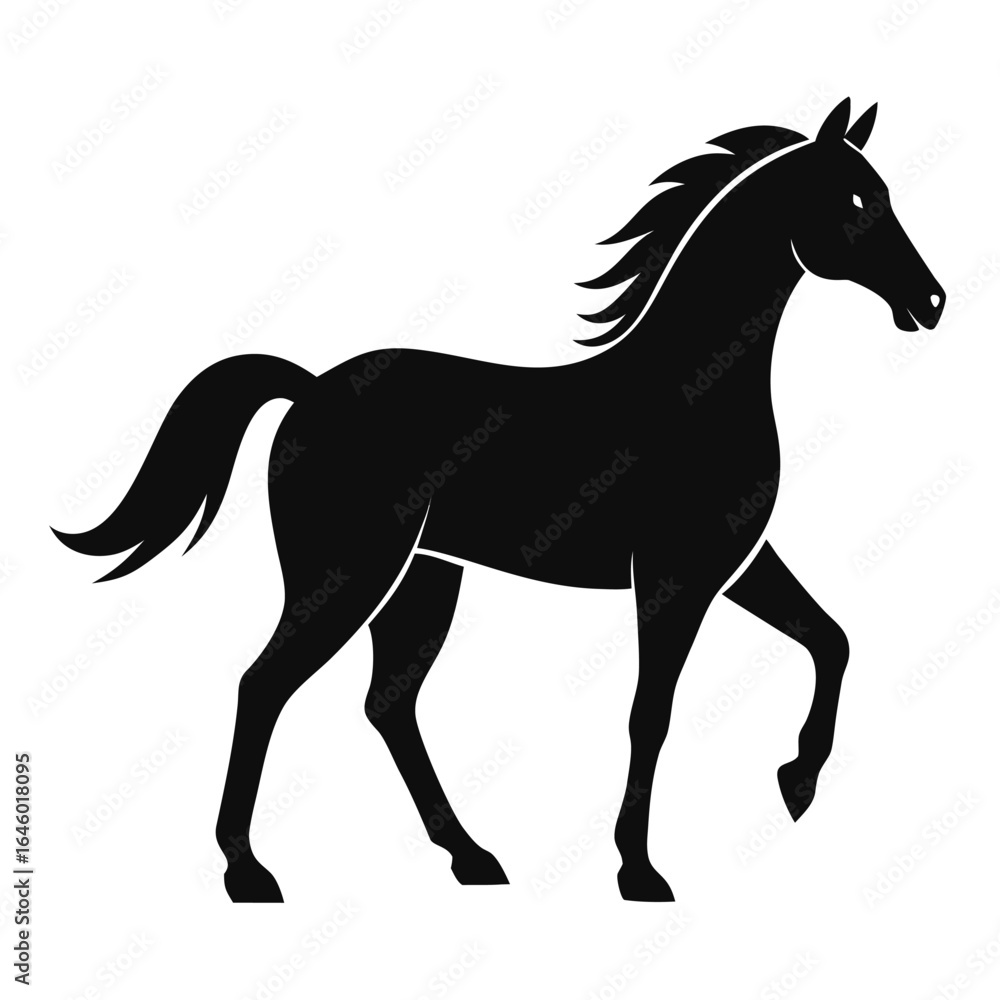 Obraz premium Black Horse Silhouette in Motion equine animal