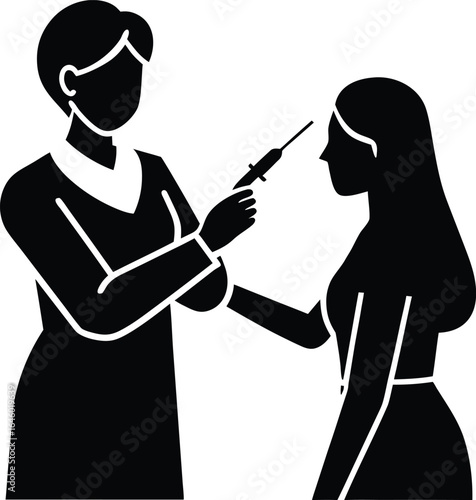 patient getting vaccine silhouette vector no deta.eps