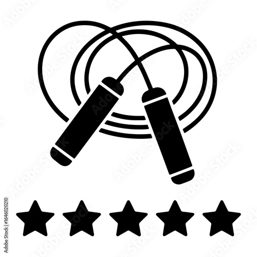 Black jump rope with five stars skipping rope exercise