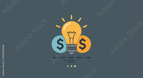 Illuminating financial concepts A bright lightbulb paired with a dollar sign, symbolizing the power of innovative ideas for business growth and monetary success.