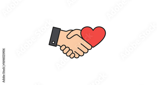 Generosity A Handshake with a Heart Symbolizing Kindness, Compassion, and Altruism
