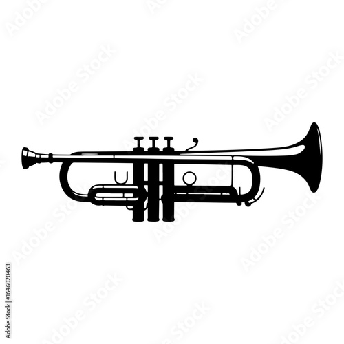 Black silhouette of a brass musical instrument trumpet brass instrument