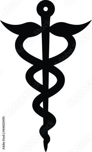 rod of asclepius silhouette vector no details mi.eps