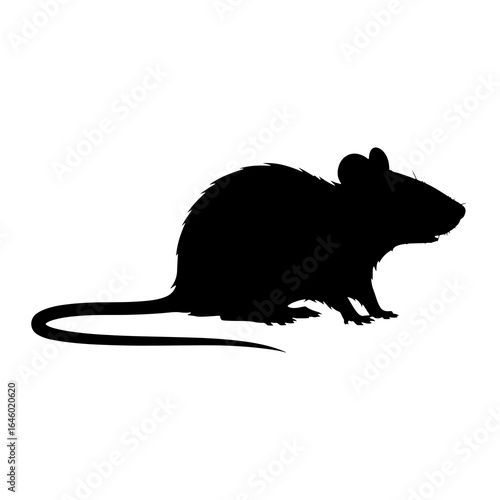 Black silhouette of a rodent with a long tail mouse