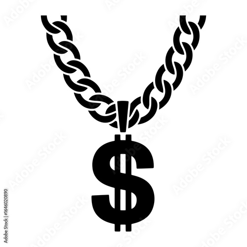 Bold black dollar sign pendant on thick chain jewelry