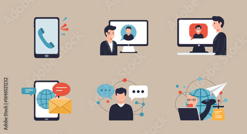 Communication Icons Seamlessly Connecting People Through Digital Communication