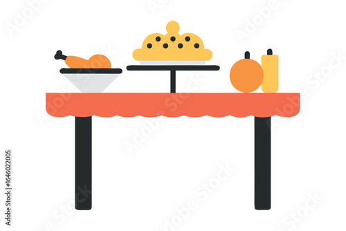 Table With Thanksgiving Dinner Food Items And Condiments meal feast