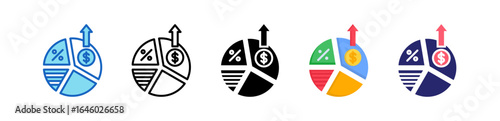 Profit Margin Multiple Style Icon Set Collection. 