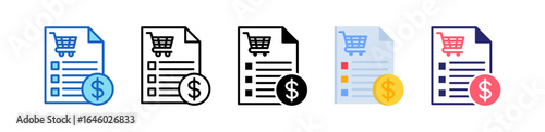 Purchase Order Multiple Style Icon Set Collection. 
