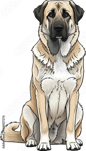Anatolian Shepherd Dog sitting front view vector illustration 