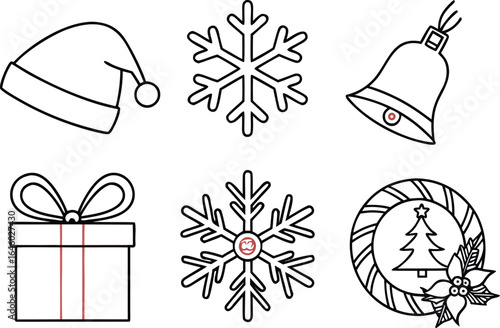 Minimalist Christmas and Holiday Outline Icon Set