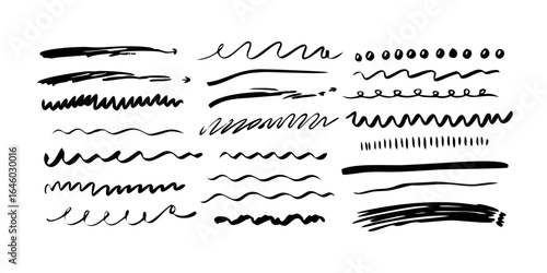 Wallpaper Mural Collection of hand drawn scribble lines and shapes on black background Torontodigital.ca