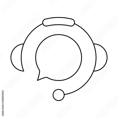 Customer support headset icon set vector illustration with minimal outline and modern flat style designs for communication, service and assistance purposes.