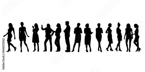 Vector silhouette of different poses man and woman