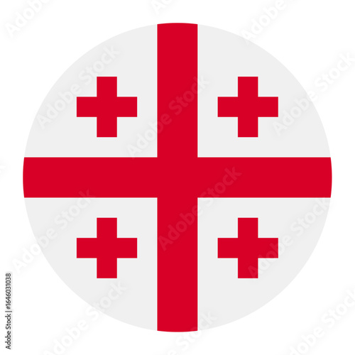 Georgia national flag isolated on white. Official white field with five red crosses, simple flat design. Vector clipart or icon for Georgian events and news illustration, travel or politics banner.
