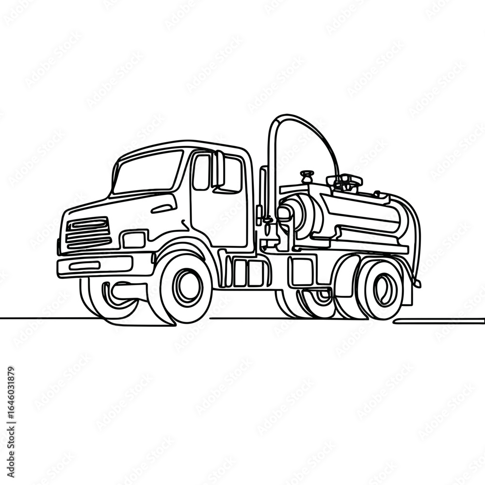 Fototapeta premium Tanker truck drawing in black and white