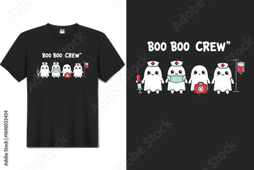 Boo Boo Crew Nurse Ghosts – Cute Medical Halloween T‑Shirt Vector