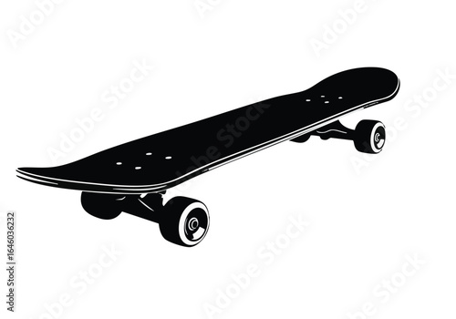 Black and White Skateboard Isolated on White Background Urban Transportation and Recreation Equipment for Skateboarding Lifestyle Sport and Hobby