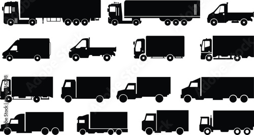 set of trucks silhouettes