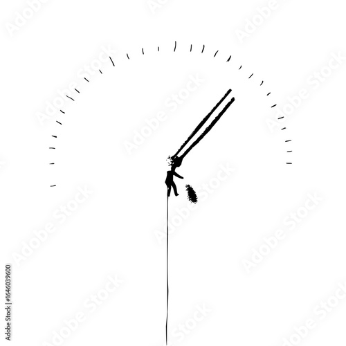 Time clock man abstract art illustration concept time management deadline pressure balance tension stress artwork drawing