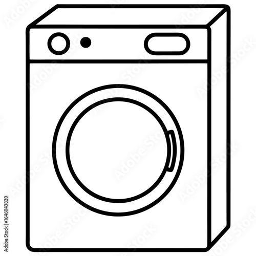 Minimal line art of a front load washing machine for advertising