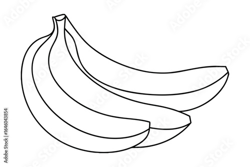 Bunch bananas outline drawing single line fruit food