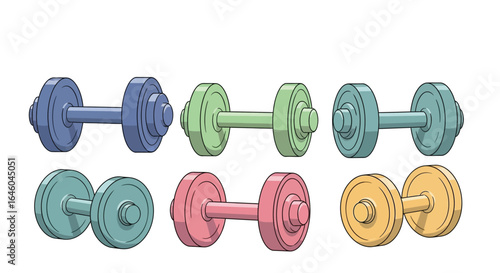 Colorful dumbbells fitness equipment vector image