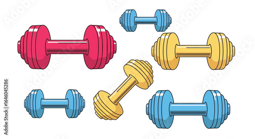 Colorful dumbbells fitness workout exercise weights