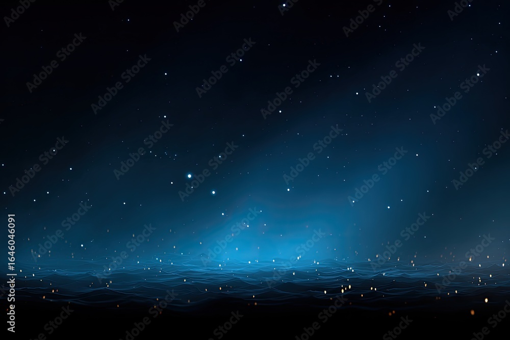 Obraz premium Dark night sky with glowing mist over a surface