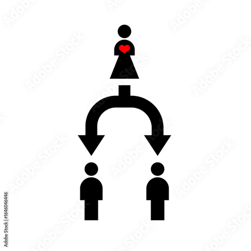 love triangle — a woman in the center with two men, symbolizing romantic drama and affection for more than one partner. Perfect for relationship and emotional storytelling projects.