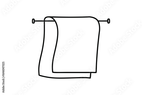 Simple outline drawing a single line towel hanging a rod clean fabric