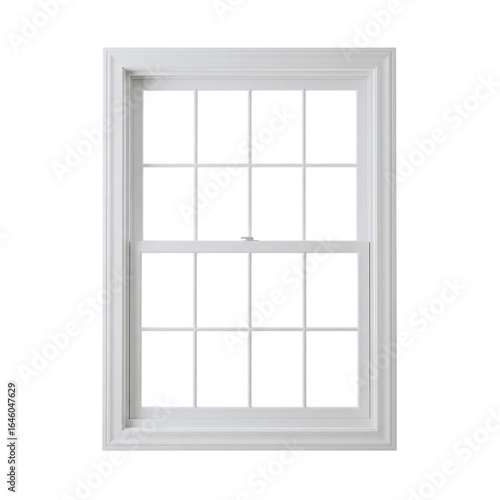 Classic white window frame isolated on transparent background