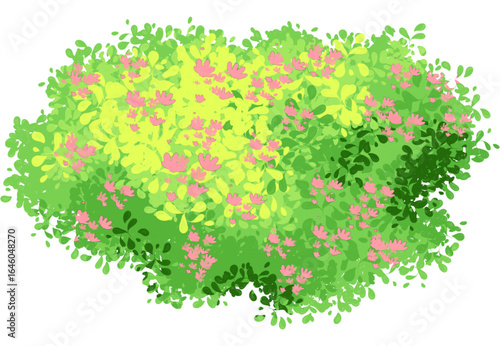 A bush with pink flowers