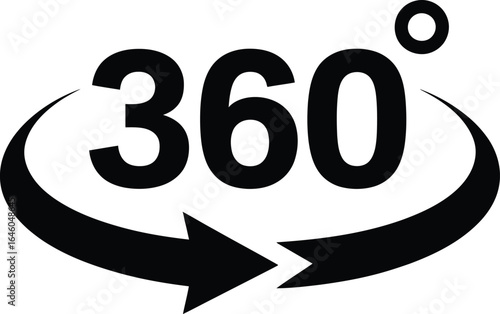  360 Degree View Icon Circle Arrow with Text.