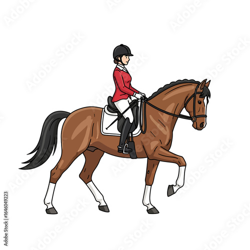 Equestrian Rider and Horse Illustration