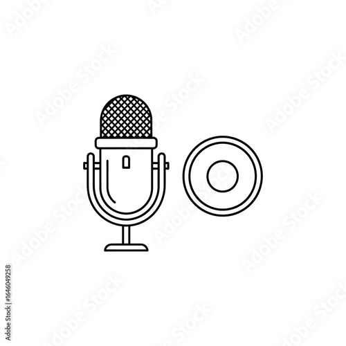 Voice recording and podcasting line icons